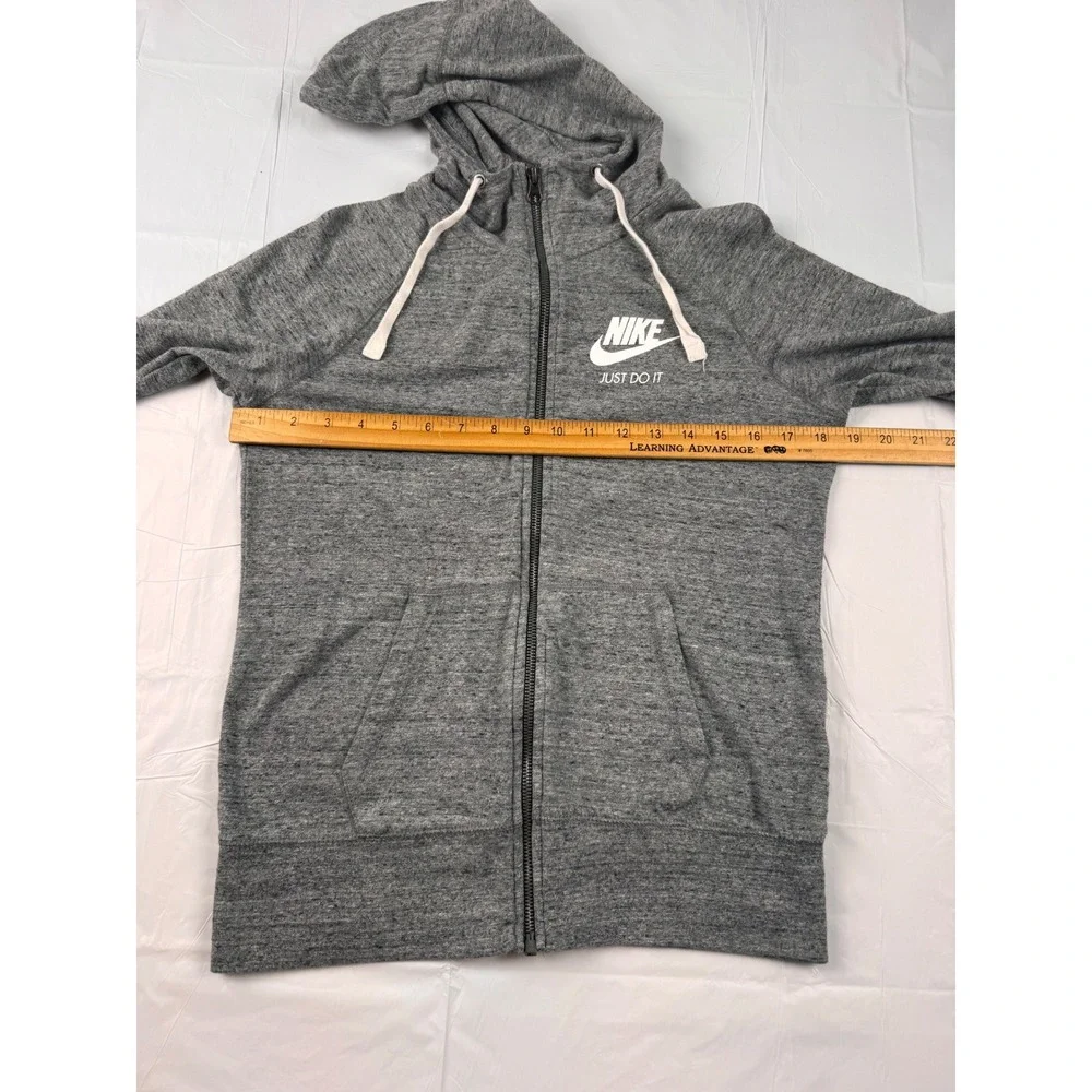Nike Gym Vintage Full Zip Hoodie‎ Heather Gray Just Do It Womens Small Athletic